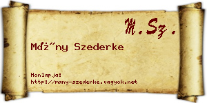 Mány Szederke névjegykártya